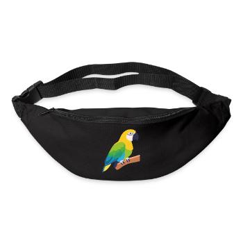Bunter Papagei Vogel auf Ast - Gürteltasche - Schwarz - Vorne