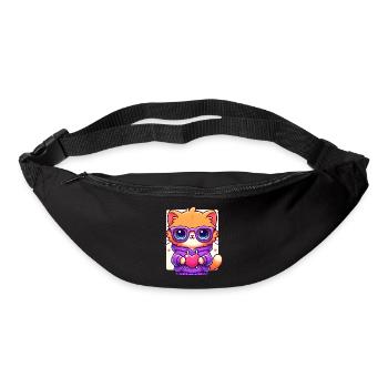 Cool Cat in Sunglasses with Heart - Bum bag - black - Front