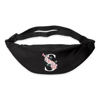 Buchstabe s rosa Blumen - Gürteltasche - Schwarz - Vorne