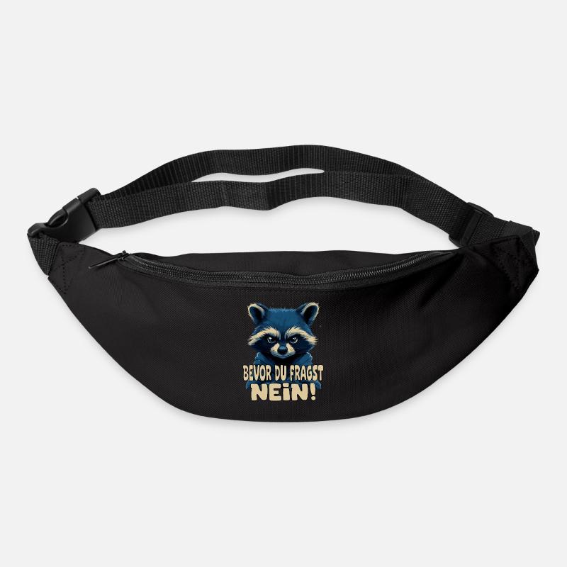 Lustiger Waschbär mit Spruch - Gürteltasche - Schwarz