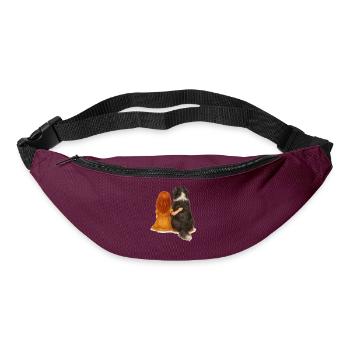 Fille rousse avec bouvier bernois - Sac banane - bordeaux  - Devant