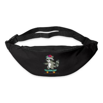 Skateboard raccoon with baseball cap - Bum bag - black - Front
