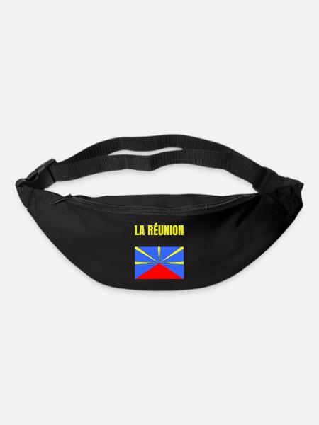 T-shirt drapeau La Réunion volcan - Sac banane - noir