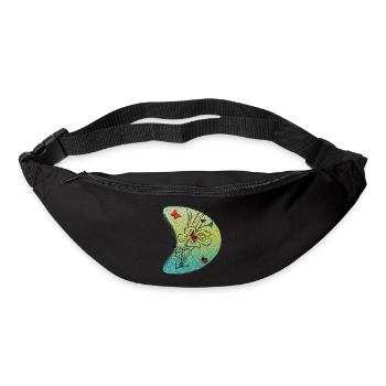Fleur avec papillon - Sac banane - noir - Devant