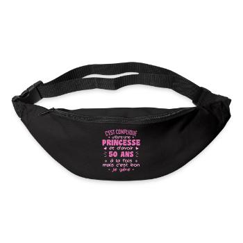 Femme Princesse Anniversaire 50 Ans - Sac banane - noir - Devant