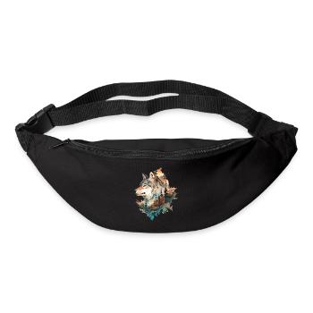 Wolf Wolf's Head Forest Nature Mountains Wilderness Sun - Bum bag - black - Front