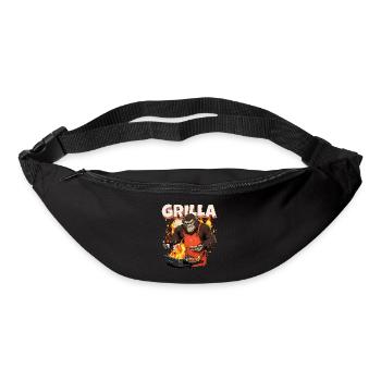 Grillen Grilla Griller Gorilla BBQ Spruch Lustig - Gürteltasche - Schwarz - Vorne