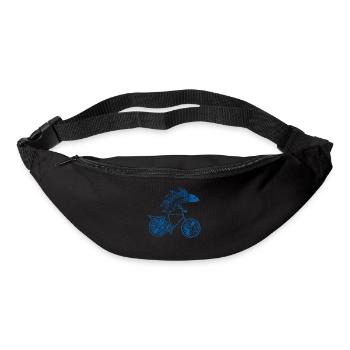 Fish with bicycle /motive in blue, white and black - Bum bag - black - Front