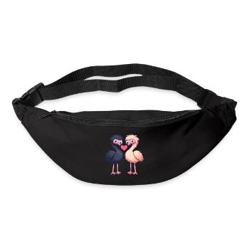 Autruche Couple Amour Couple Amoureux - Sac banane - noir - Devant