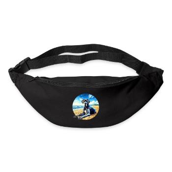 Deutsche Dogge am Strand - Gürteltasche - Schwarz - Vorne