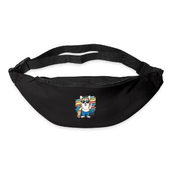 Moderner und cooler Corgi mit Sonnenbrille - Gürteltasche - Schwarz - Vorne