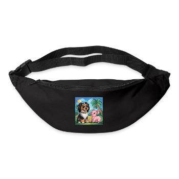 Havanese dog playing with piggy for kids - Bum bag - black - Front