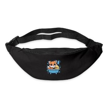 Kawaii fox in cartoon style with rubber duck - Bum bag - black - Front