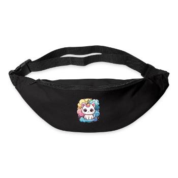 Chat licorne kawaii - Sac banane - noir - Devant