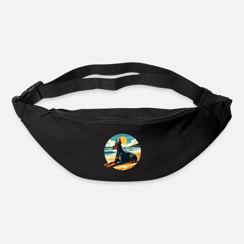Dobermann am Strand - Gürteltasche - Schwarz