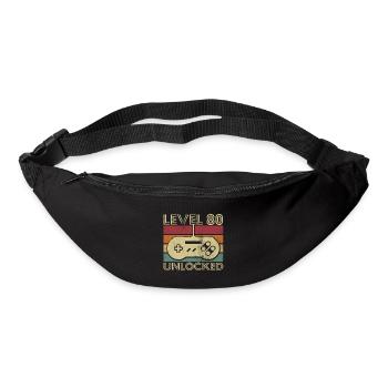 Level 80 freigeschaltetes Geburtstagsgeschenk 80 Jahre - Gürteltasche - Schwarz - Vorne