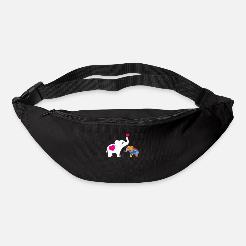 Elephant Autism Awareness Tee Shirt Gift - Bum bag - black