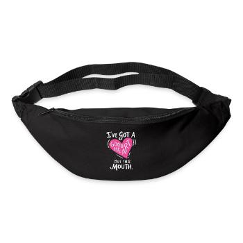 Bon coeur mais Grande bouche Grand coeur Drôle - Sac banane - noir - Devant