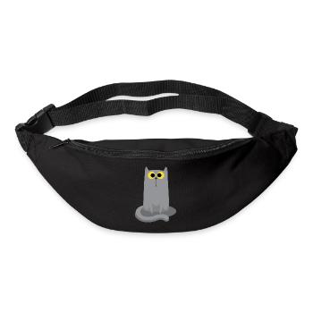 Sitting gray cat - Bum bag - black - Front