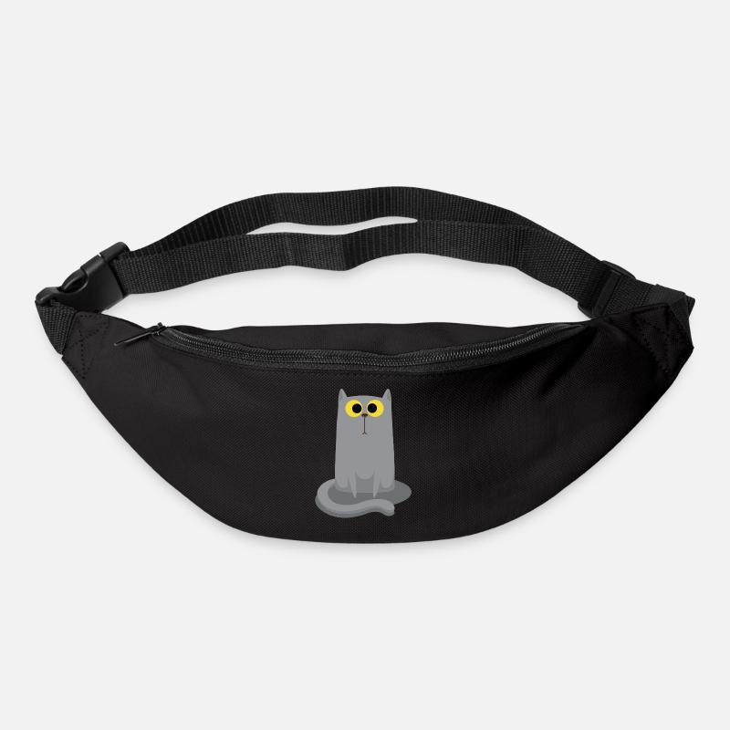 Sitting gray cat - Bum bag - black