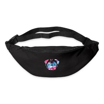 Mops Design T-Shirt geometrisch farbig Mopskopf - Gürteltasche - Schwarz - Vorne