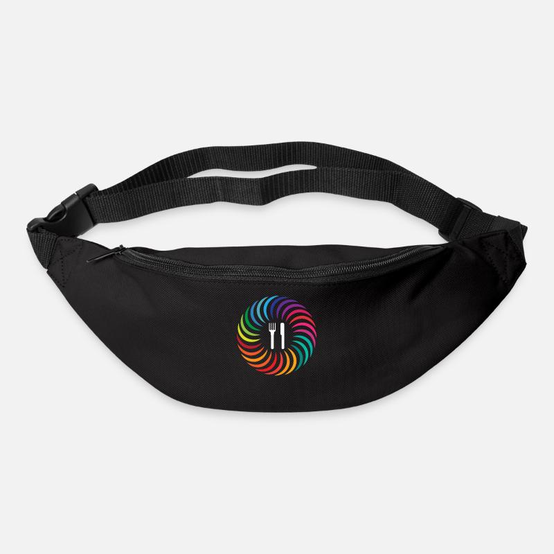 Gabel Messer Regenbogen Boomerang Kreis - Gürteltasche - Schwarz