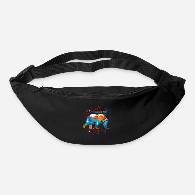 Polygone ours brun - Sac banane - noir