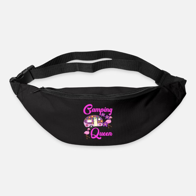 Camping Queen Flamingo Caravan Camper Gift - Bum bag - black