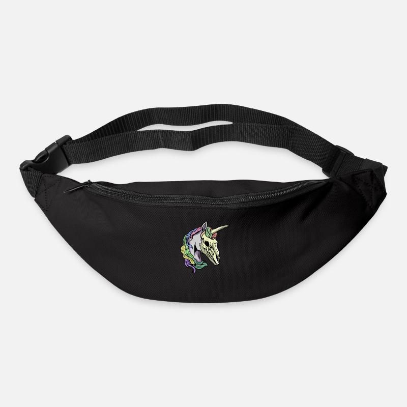 squelette de crâne de licorne effrayant cool - Sac banane - noir