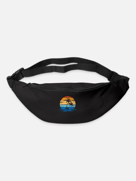 Strand, Palmen und Meer retro - Gürteltasche - Schwarz