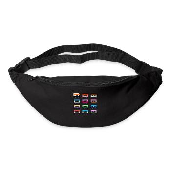 80er Jahre Retro Kassette Outfit Kostüm Vintage - Gürteltasche - Schwarz - Vorne