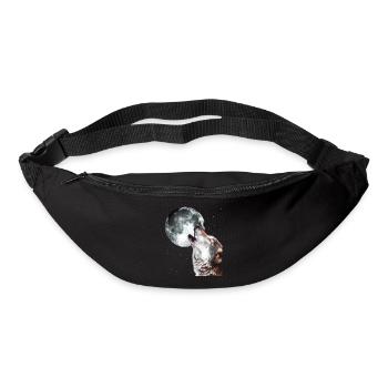 Hurlement loup à la pleine lune hommes - Sac banane - noir - Devant