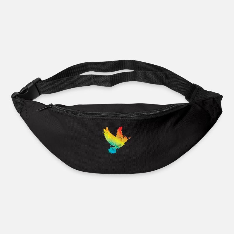 Bunte Friedenstaube Regenbogen - Gürteltasche - Schwarz
