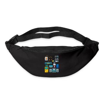 90er Jahre Party Outfit Kostüm Klamotten Kassette - Gürteltasche - Schwarz - Vorne