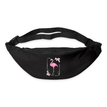 Flamingo with flowers framing - Bum bag - black - Front