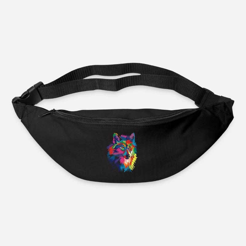 bunter Wolf - Gürteltasche - Schwarz
