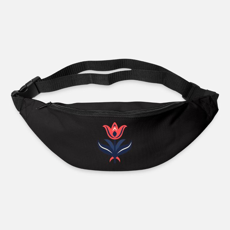 Skandinavisches Muster Folklore Blumen Floral - Gürteltasche - Schwarz