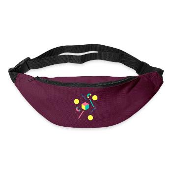 Motif géométrique vintage rétro des années 80 et 90 Memphis - Sac banane - bordeaux  - Devant