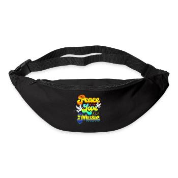 Peace Love Music Rave Festival Musical Hippie - Sac banane - noir - Devant