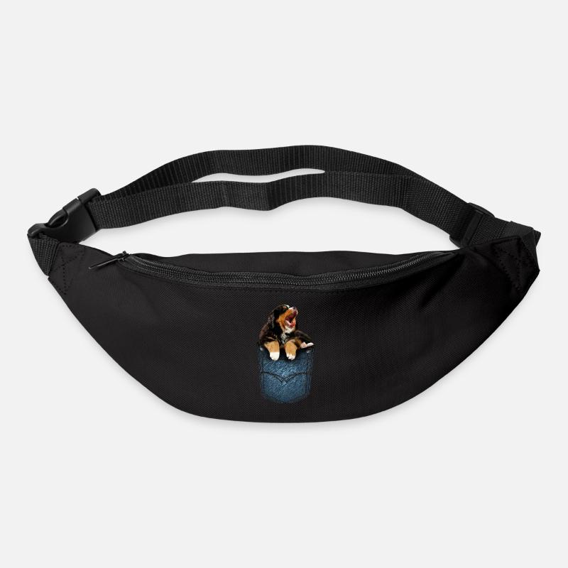 Chiot bouvier bernois dans la poche de poitrine comme une chemise - Sac banane - noir