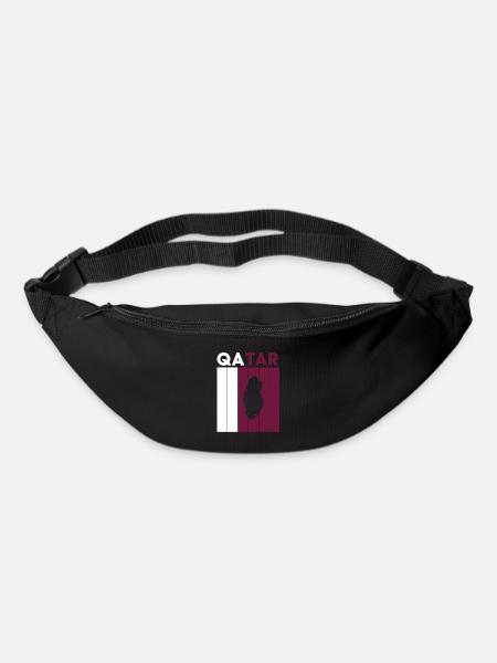 Drapeau et frontière du Qatar - Sac banane - noir