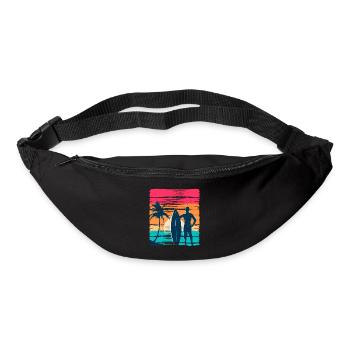 Surfeur Sunset Rétro - Sac banane - noir - Devant