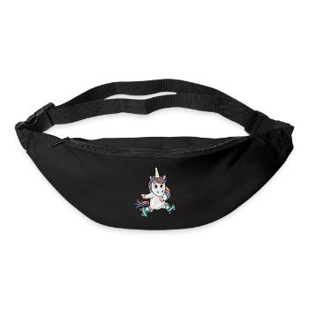 Patineur de licorne - Sac banane - noir - Devant