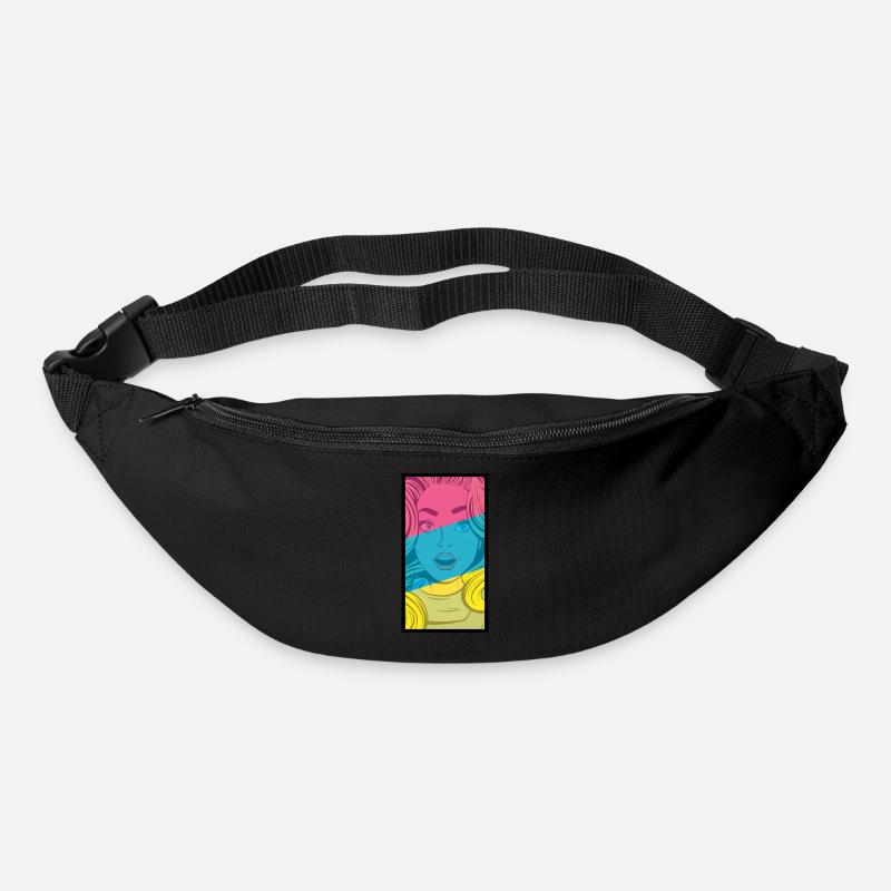 Femme de style bande dessinée colorée - Sac banane - noir