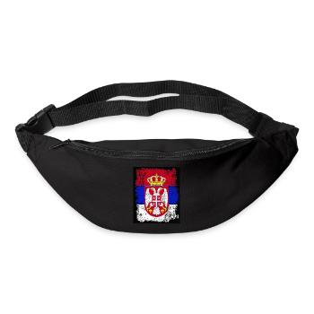 Serbie Serbie Srbija Србија drapeau aux armoiries - Sac banane - noir - Devant