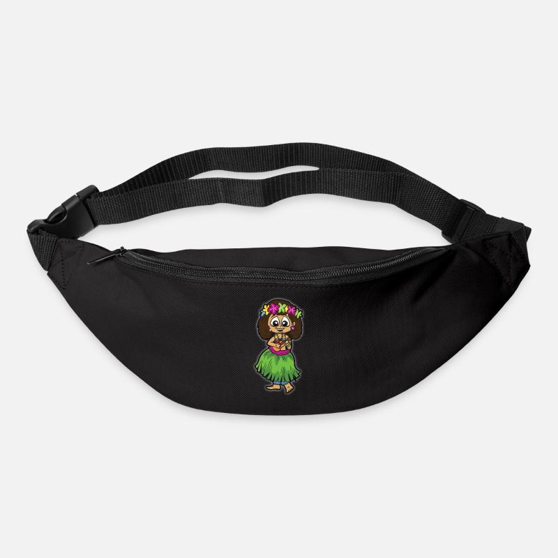 Hula Mädchen mit Bastrock Ukulele Blumenkette - Gürteltasche - Schwarz