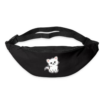 Cartoon Cat White Cat Illustration - Bum bag - black - Front