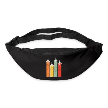 Cadeau aviateur avion aviation pilote rétro - Sac banane - noir - Devant