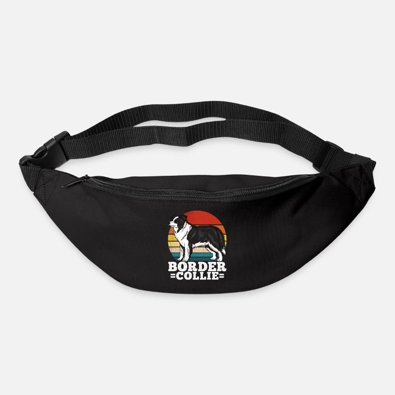 Border Collie Rétro - Sac banane - noir