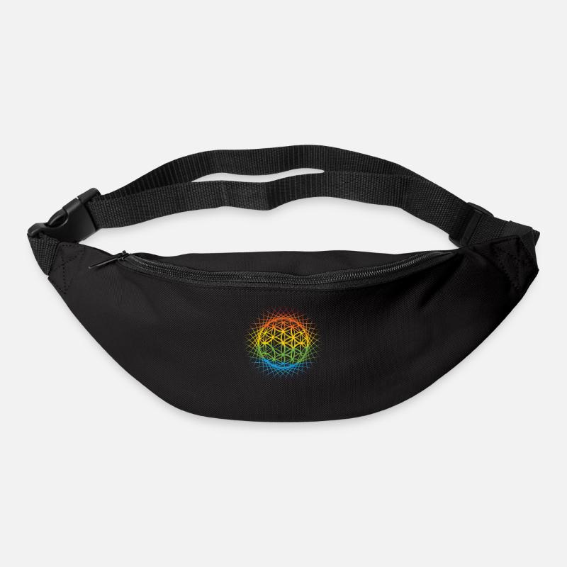 Bunte Blume des Lebens Sonne Heilige Geometrie - Gürteltasche - Schwarz